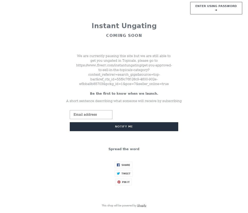 instantungating.com shopify website screenshot