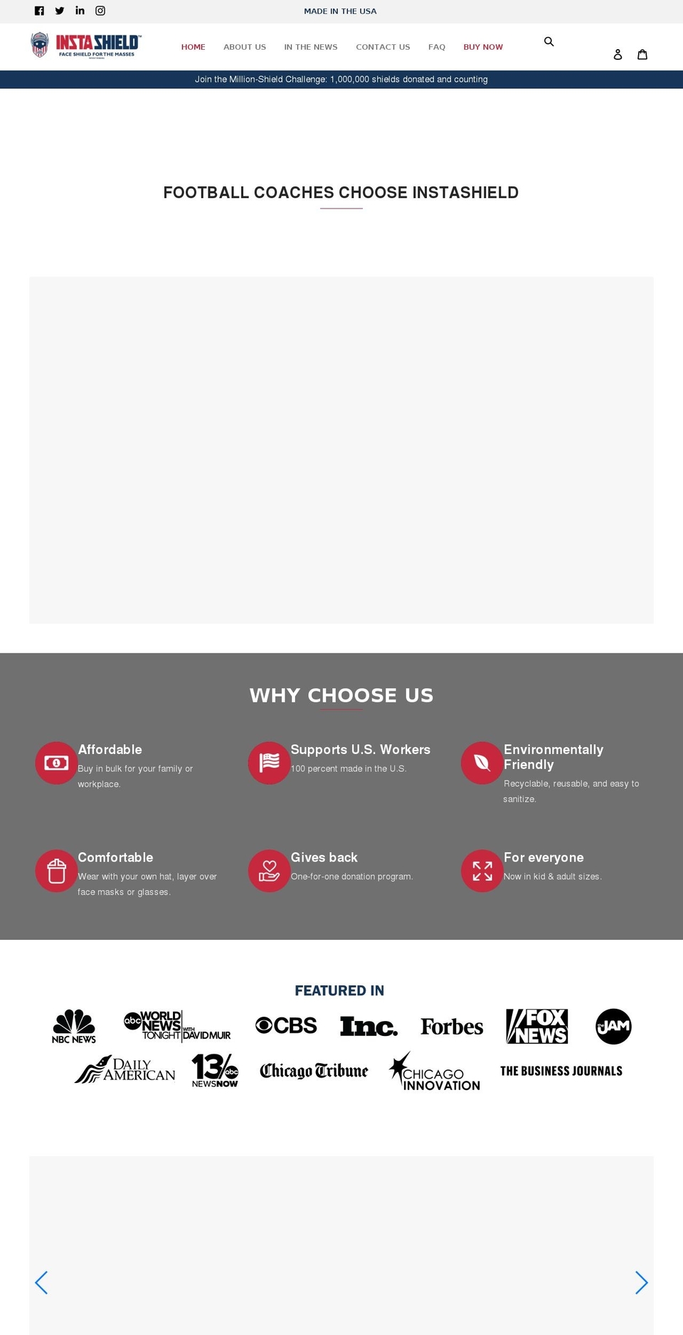 instashieldusa.com shopify website screenshot