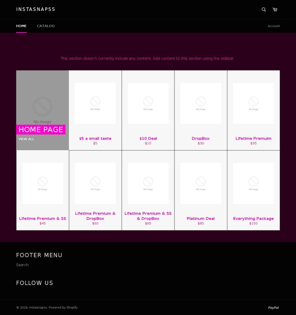 instasnap.net shopify website screenshot