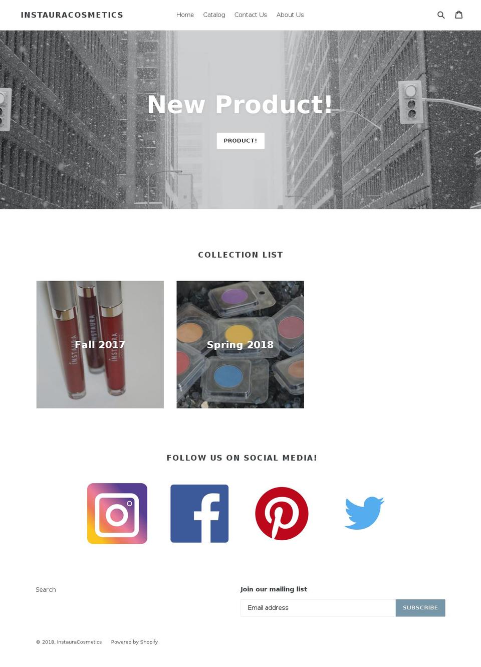 instauracosmetics.com — Shopify storefront screenshot