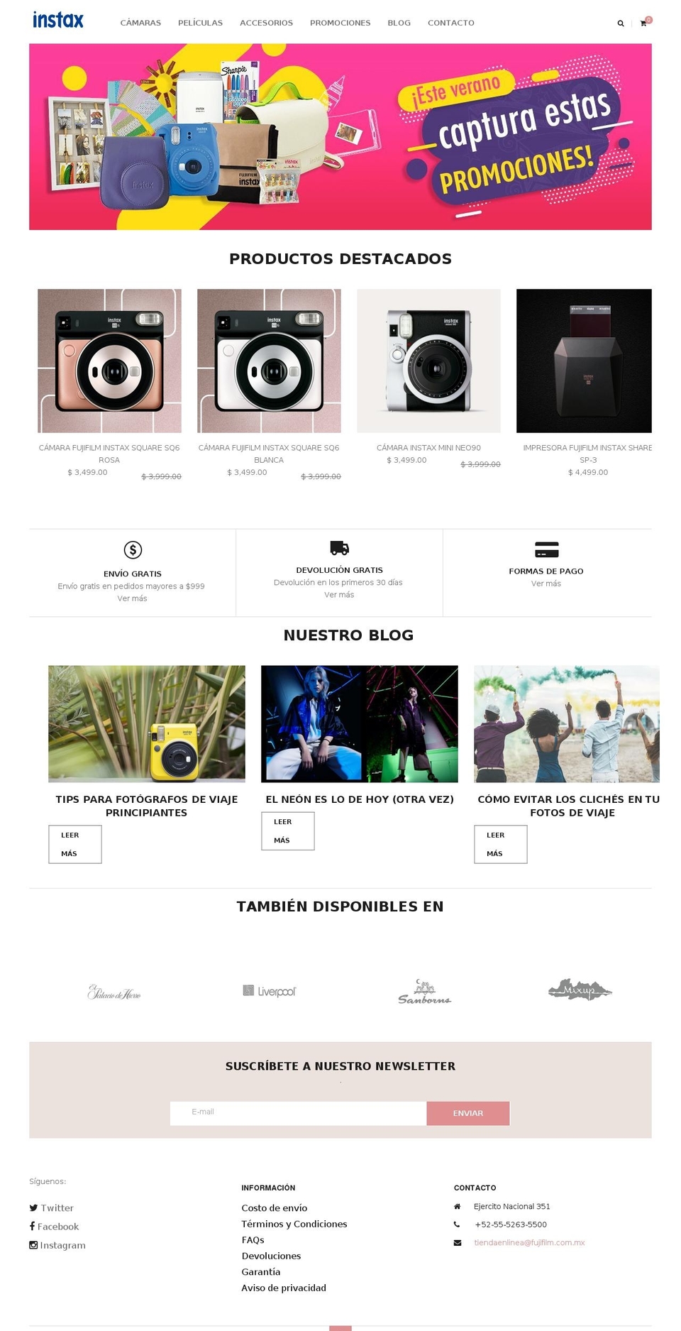 instax.com.mx shopify website screenshot