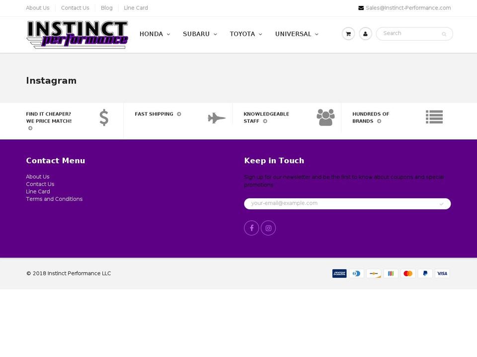 instinct-performance.com — Shopify storefront screenshot