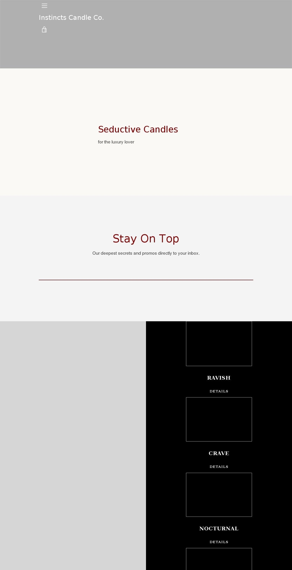 instinctscandle.com shopify website screenshot