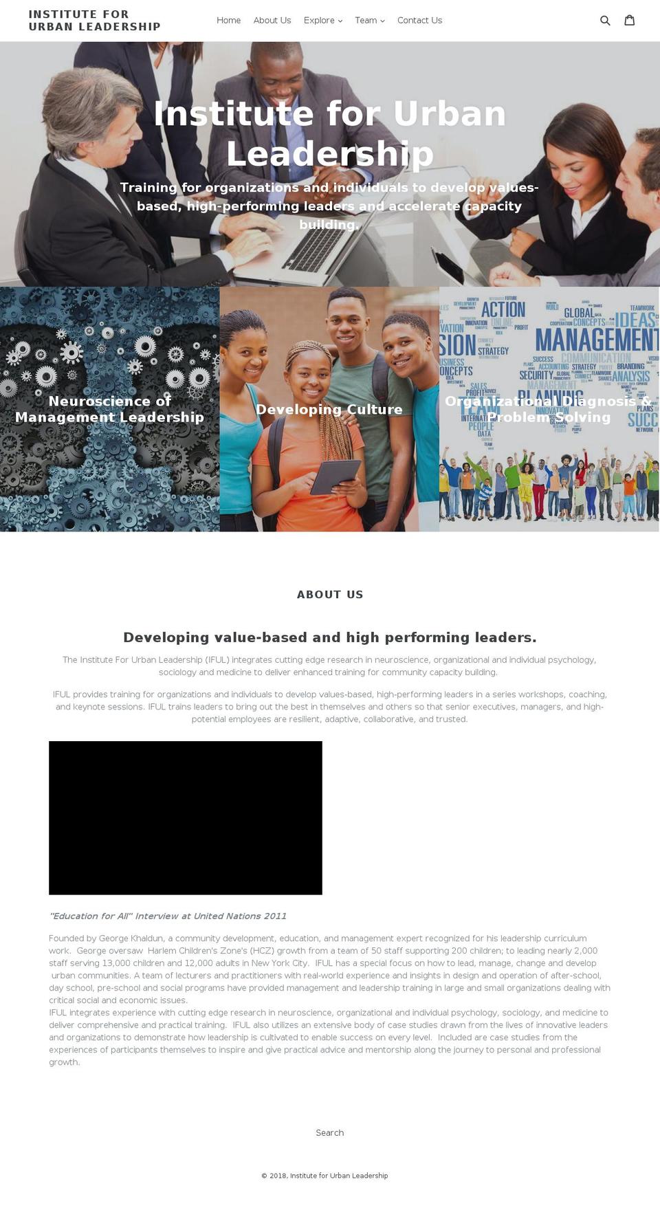 instituteforurbanleadership.com — Shopify storefront screenshot