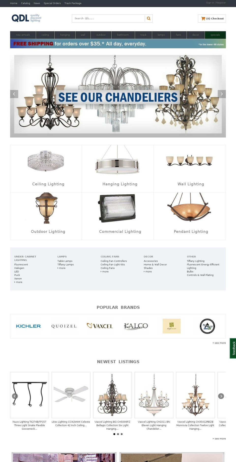 instocklighting.com shopify website screenshot