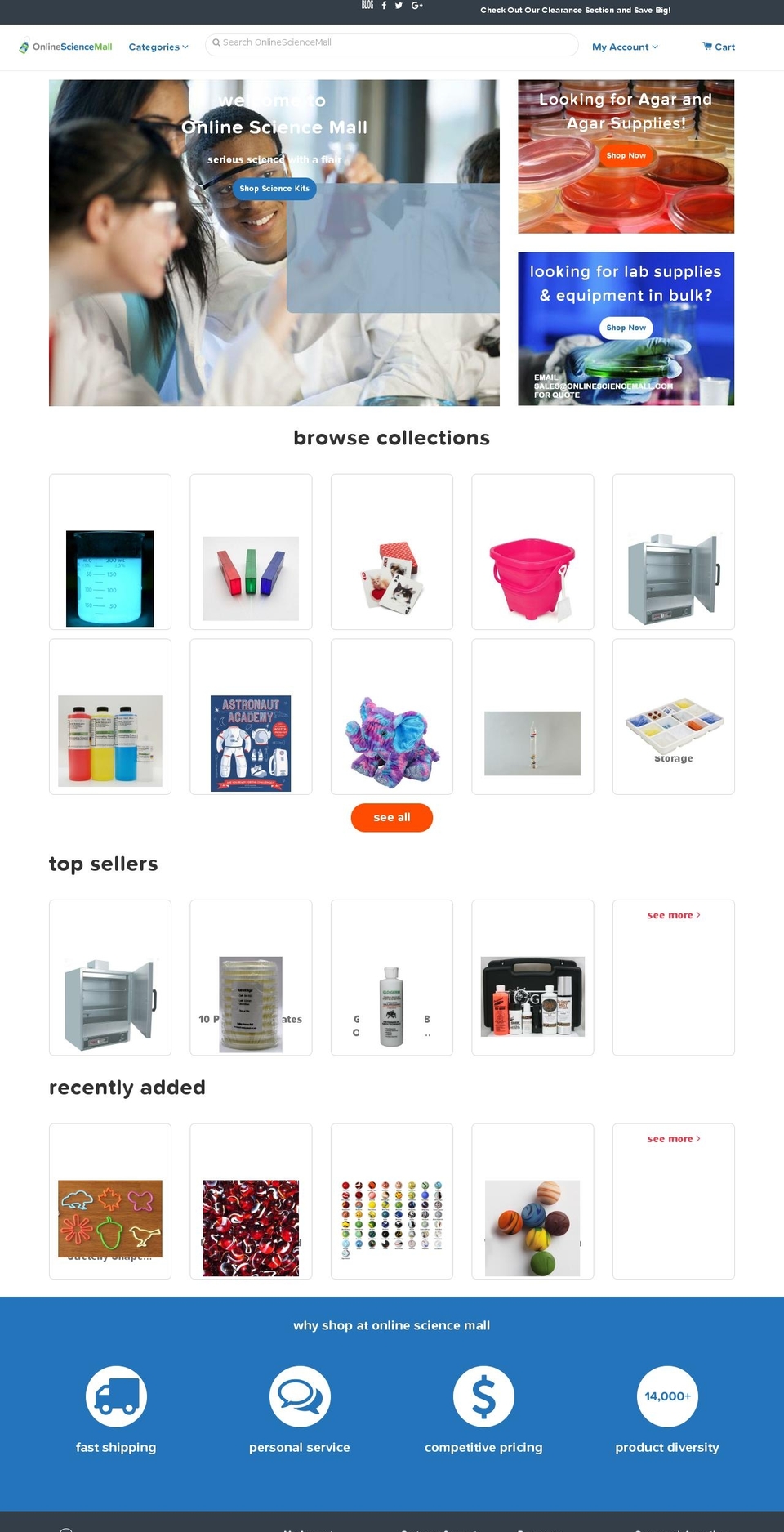 Online Science Mall Shopify theme site example instockscience.com
