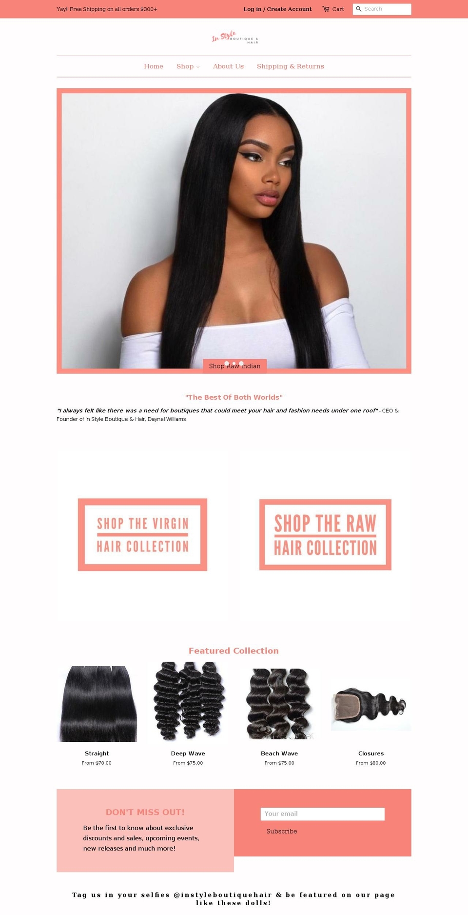 instyleboutiquehair.com — Shopify storefront screenshot
