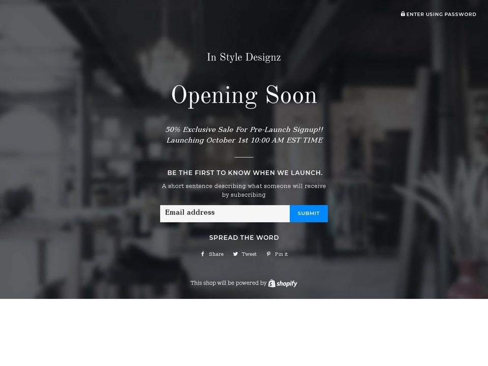 instyledesignz.com — Shopify storefront screenshot