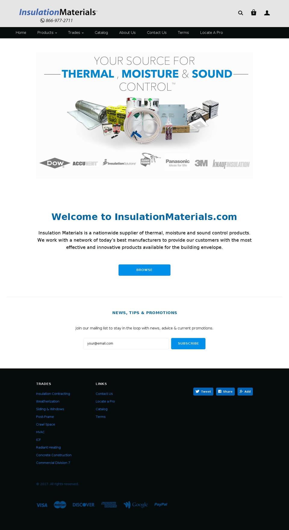 insulation-materials.net shopify website screenshot