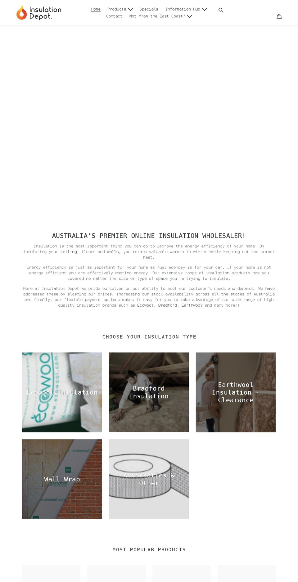 insulationdepot.com.au shopify website screenshot