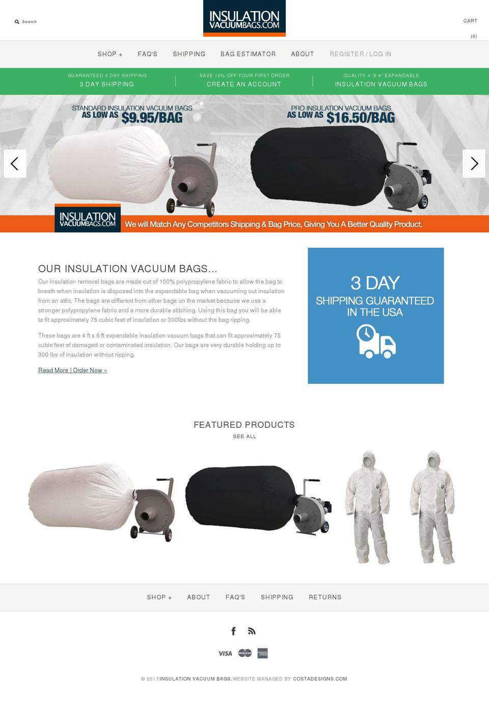 insulationvacuumbag.com shopify website screenshot