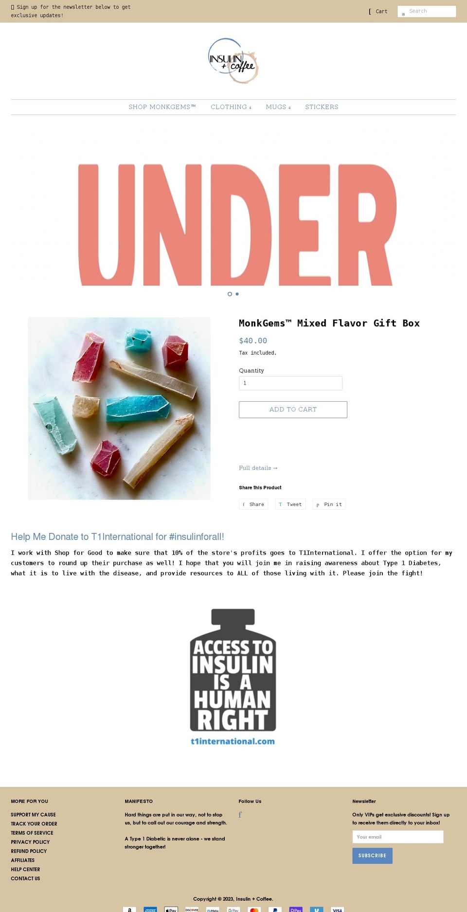 insulinandcoffee.com shopify website screenshot