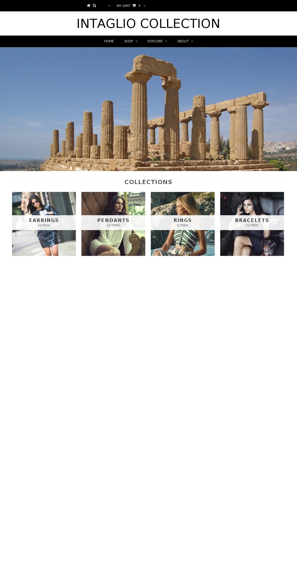 intagliocollection.com shopify website screenshot