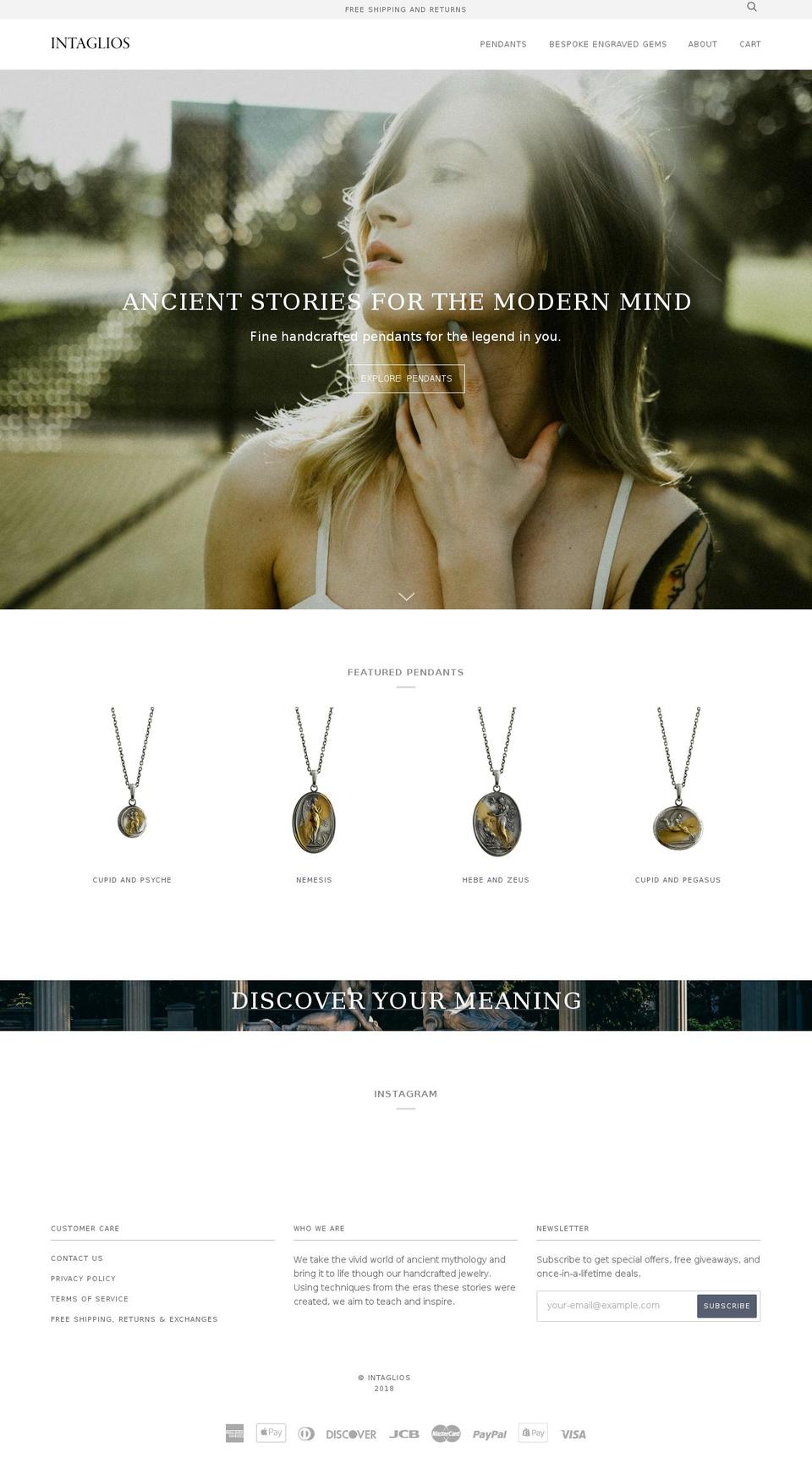 intaglios.com — Shopify storefront screenshot