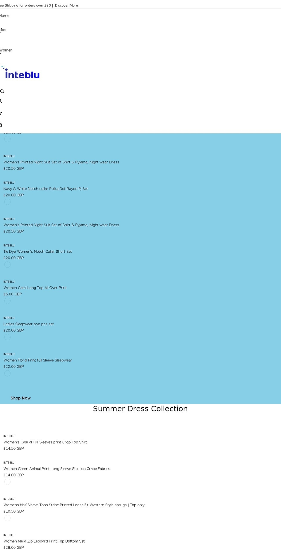 inteblu.com shopify website screenshot