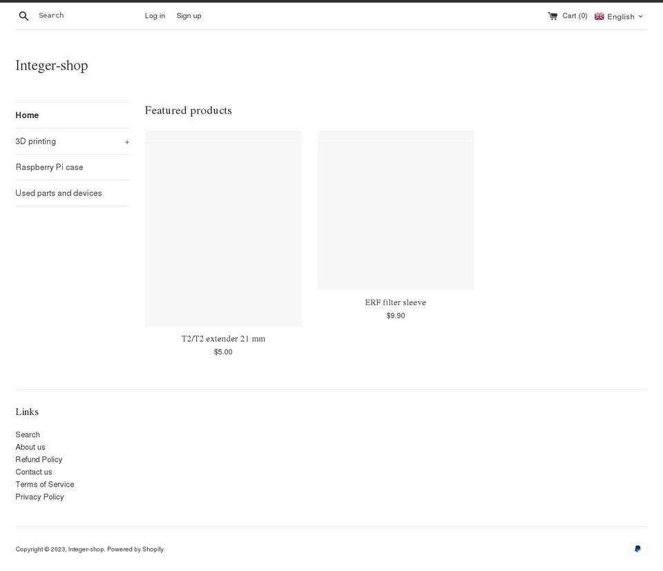 integer-shop.com shopify website screenshot