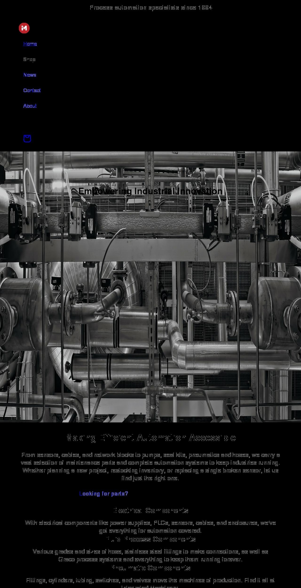 integratedmachinery.com shopify website screenshot