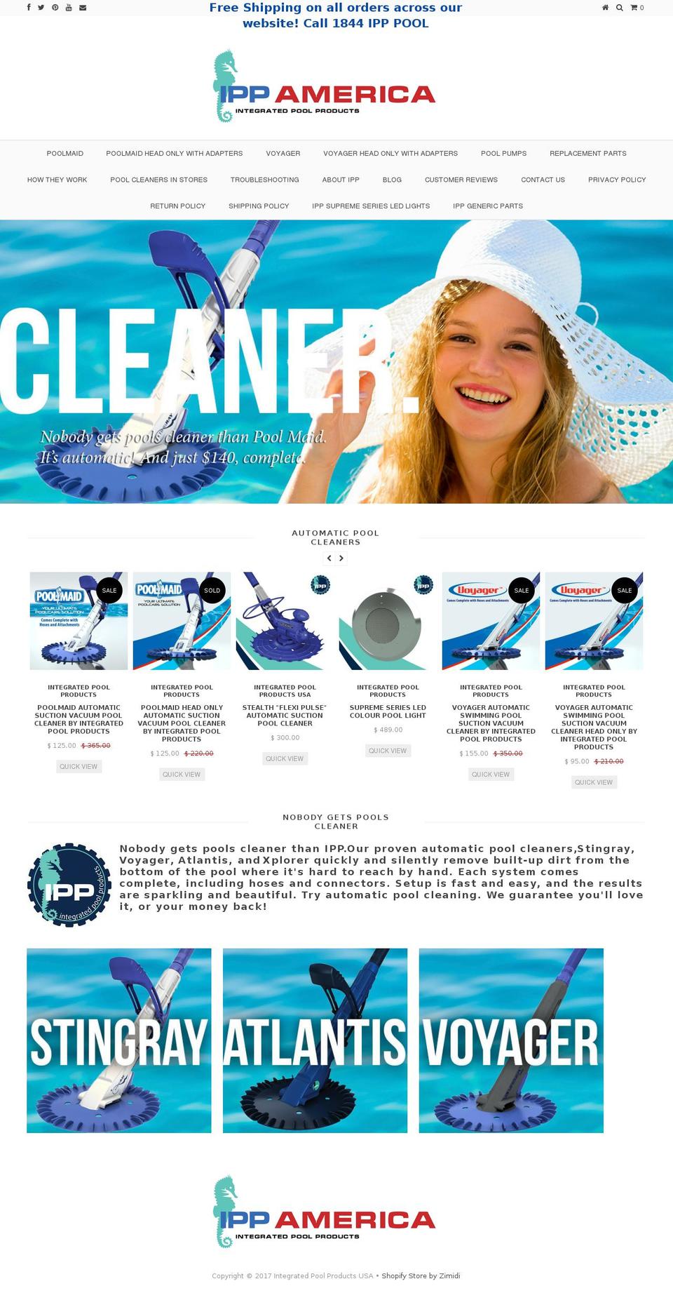 integratedpoolproducts.us shopify website screenshot