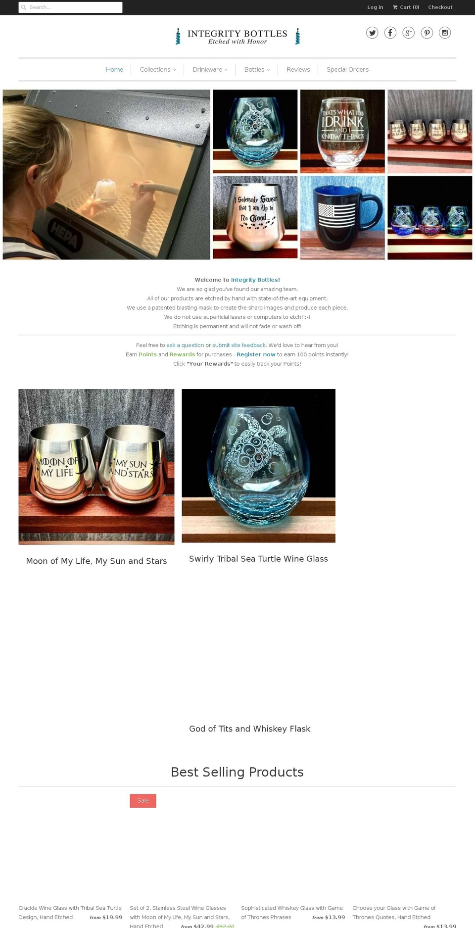 integritybottles.com shopify website screenshot