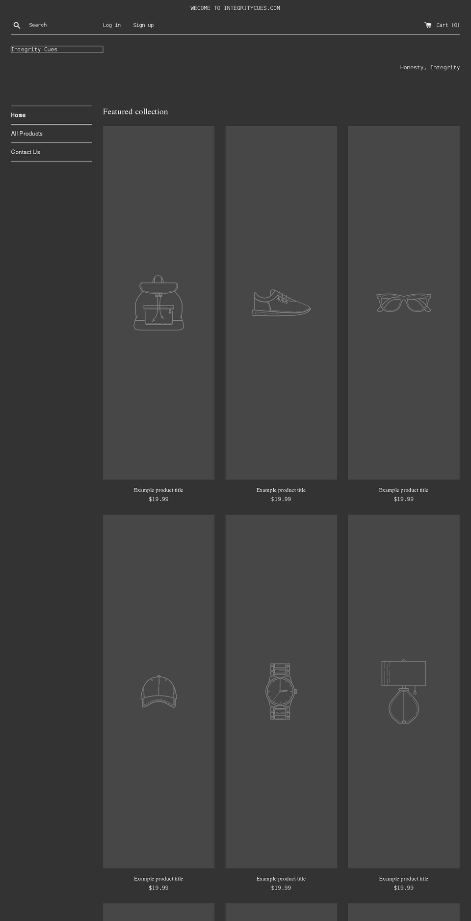 integritycues.com shopify website screenshot