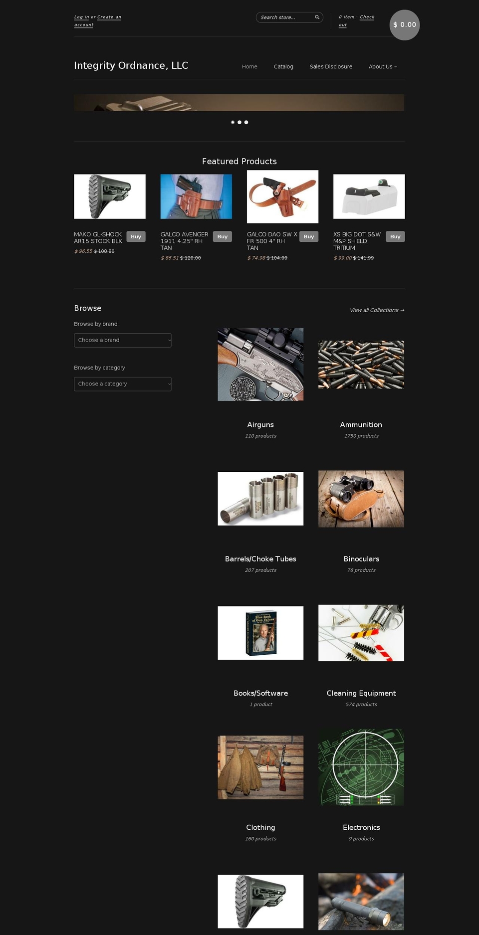 integrityordnance.com — Shopify storefront screenshot