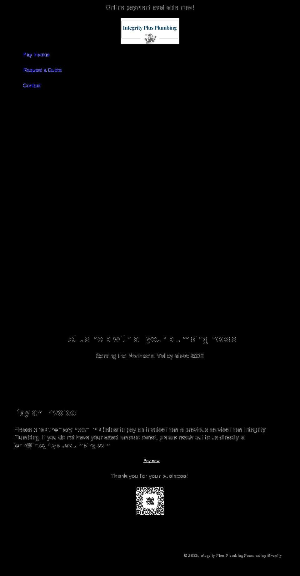integrityplusplumbing.com shopify website screenshot
