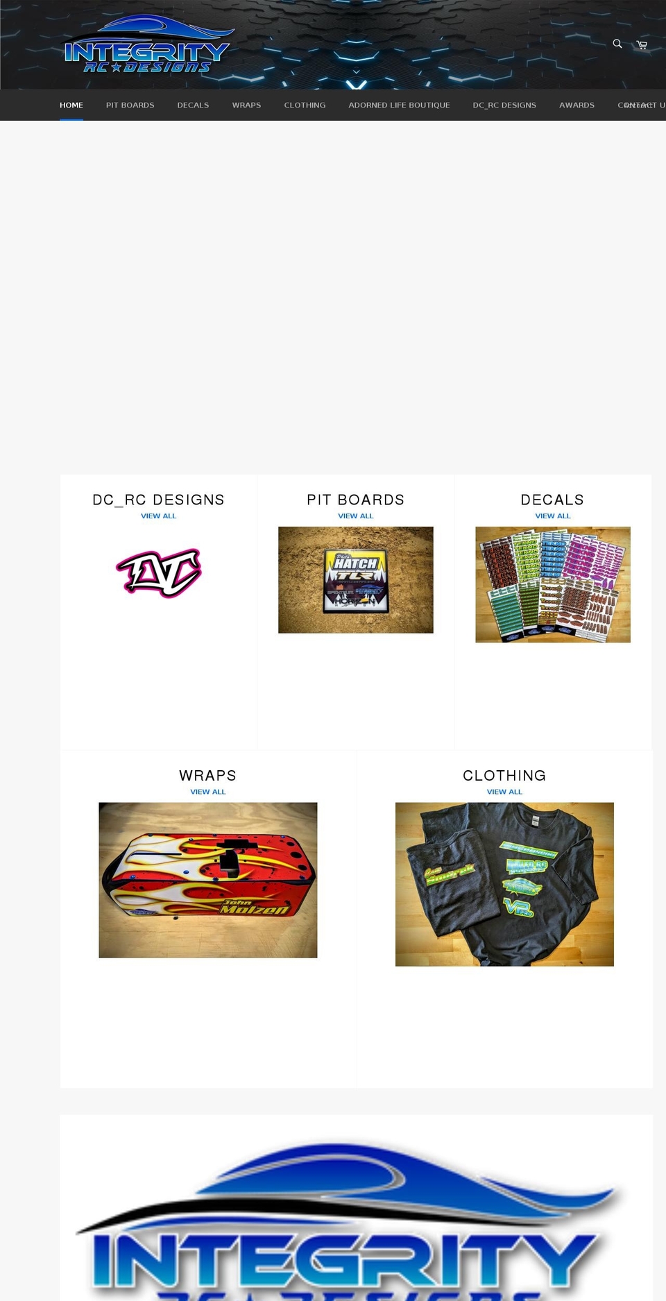 integrityrcdesigns.com shopify website screenshot