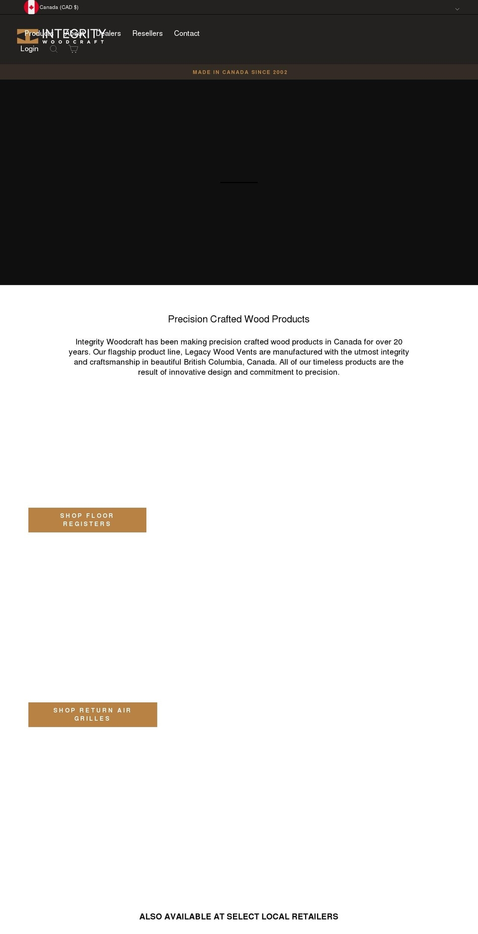 integritywoodcraft.ca shopify website screenshot