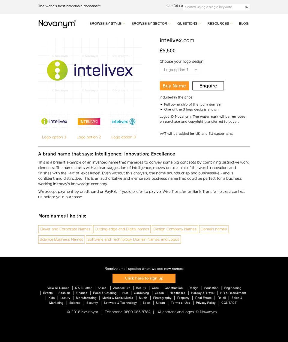 intelivex.com shopify website screenshot