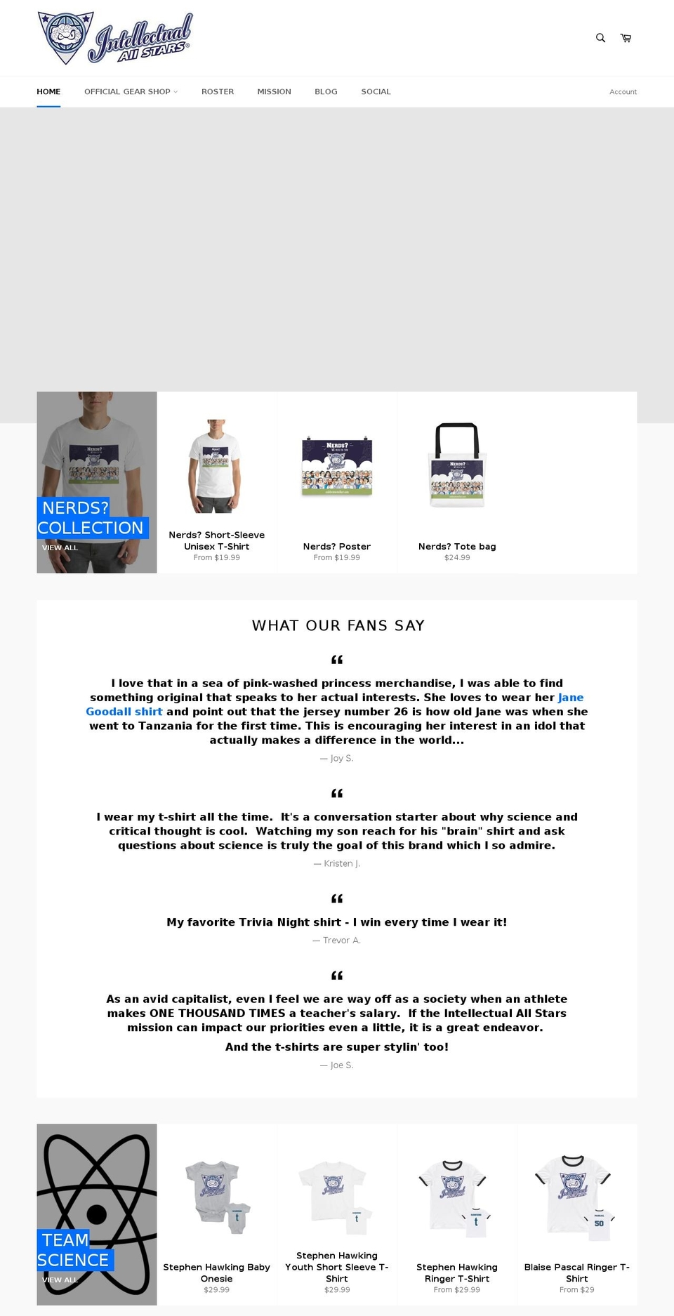 intellectualallstars.com — Shopify storefront screenshot