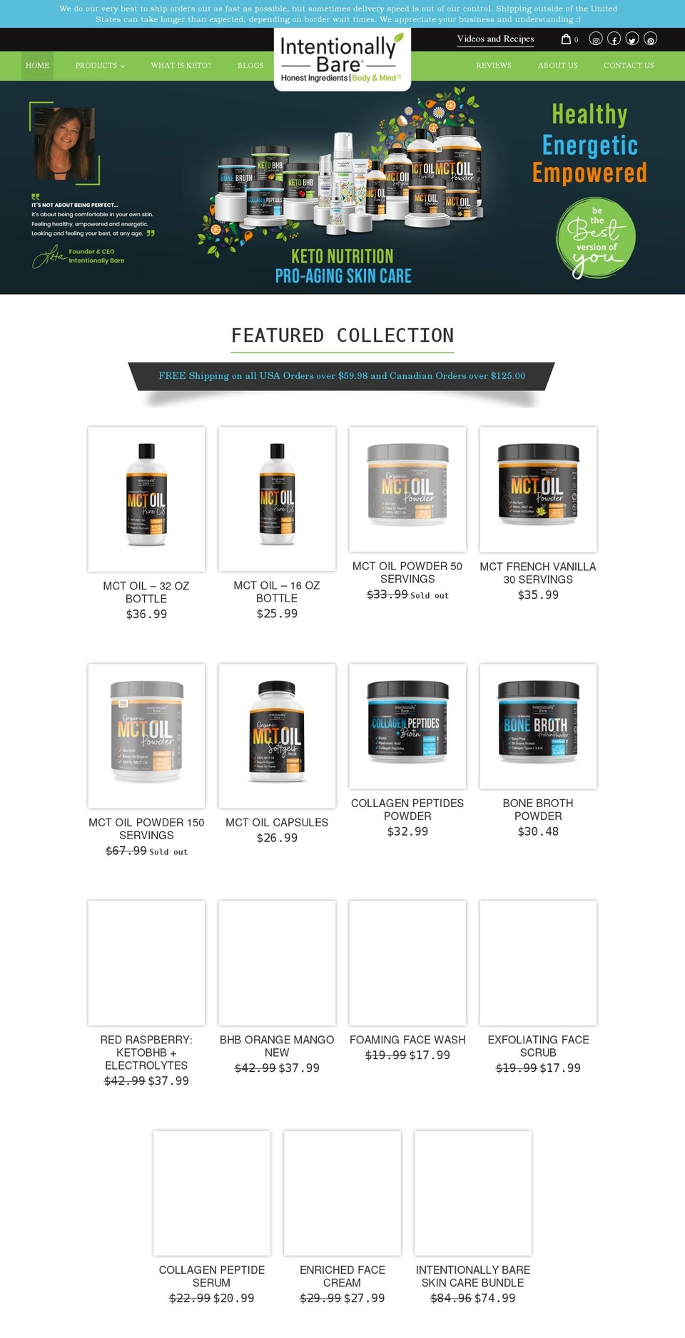 intentionallybare.com shopify website screenshot