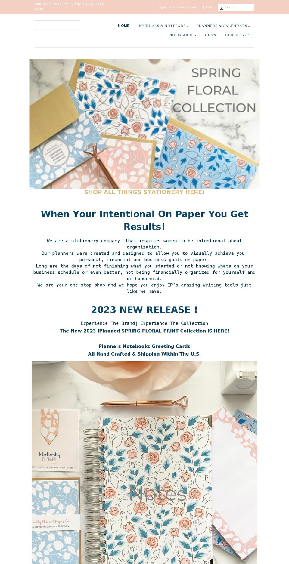 intentionallyplannedpaperco.com shopify website screenshot