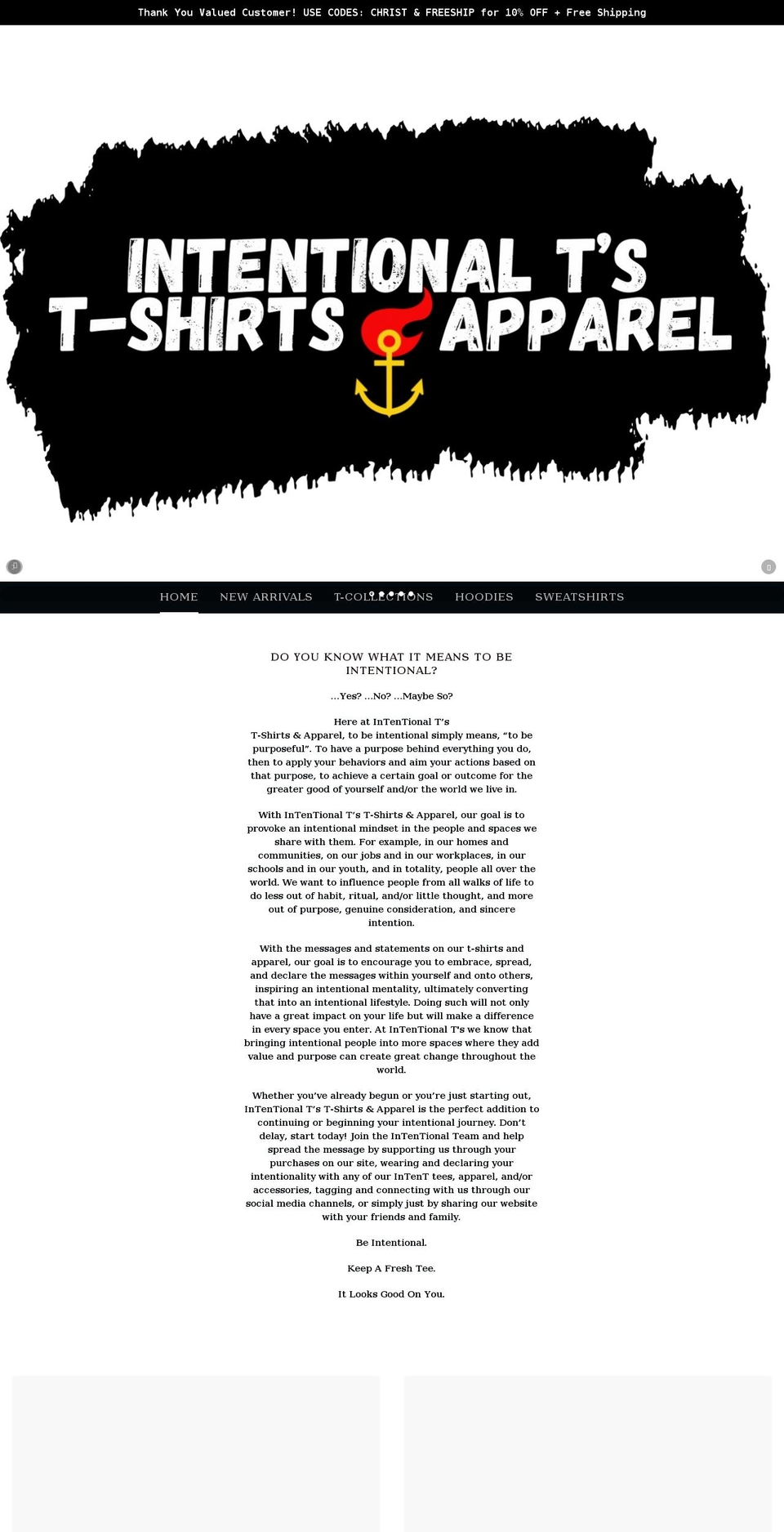 intentionalts.com shopify website screenshot