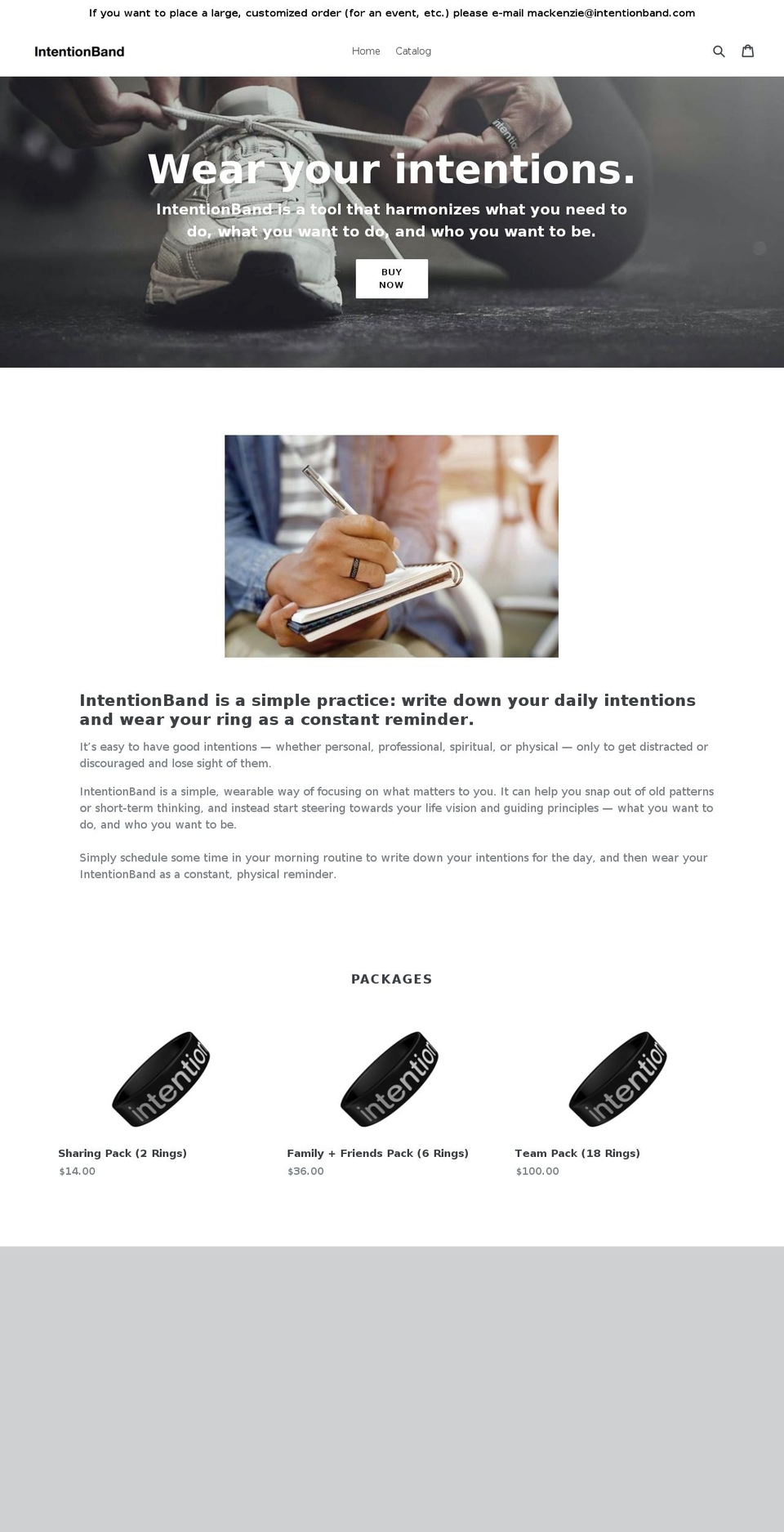 intentionband.com shopify website screenshot