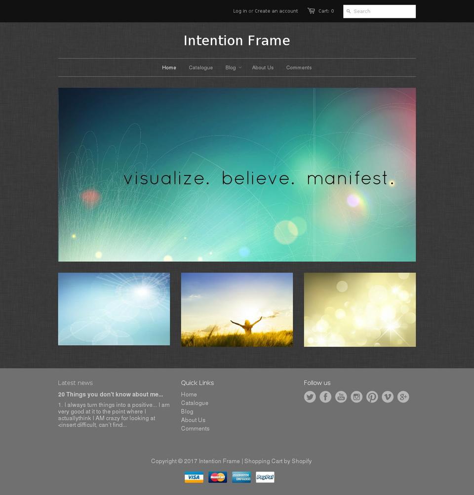 intentionframe.ca shopify website screenshot