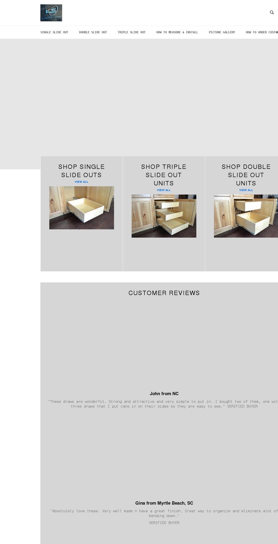interiorcabinetsolutions.com shopify website screenshot