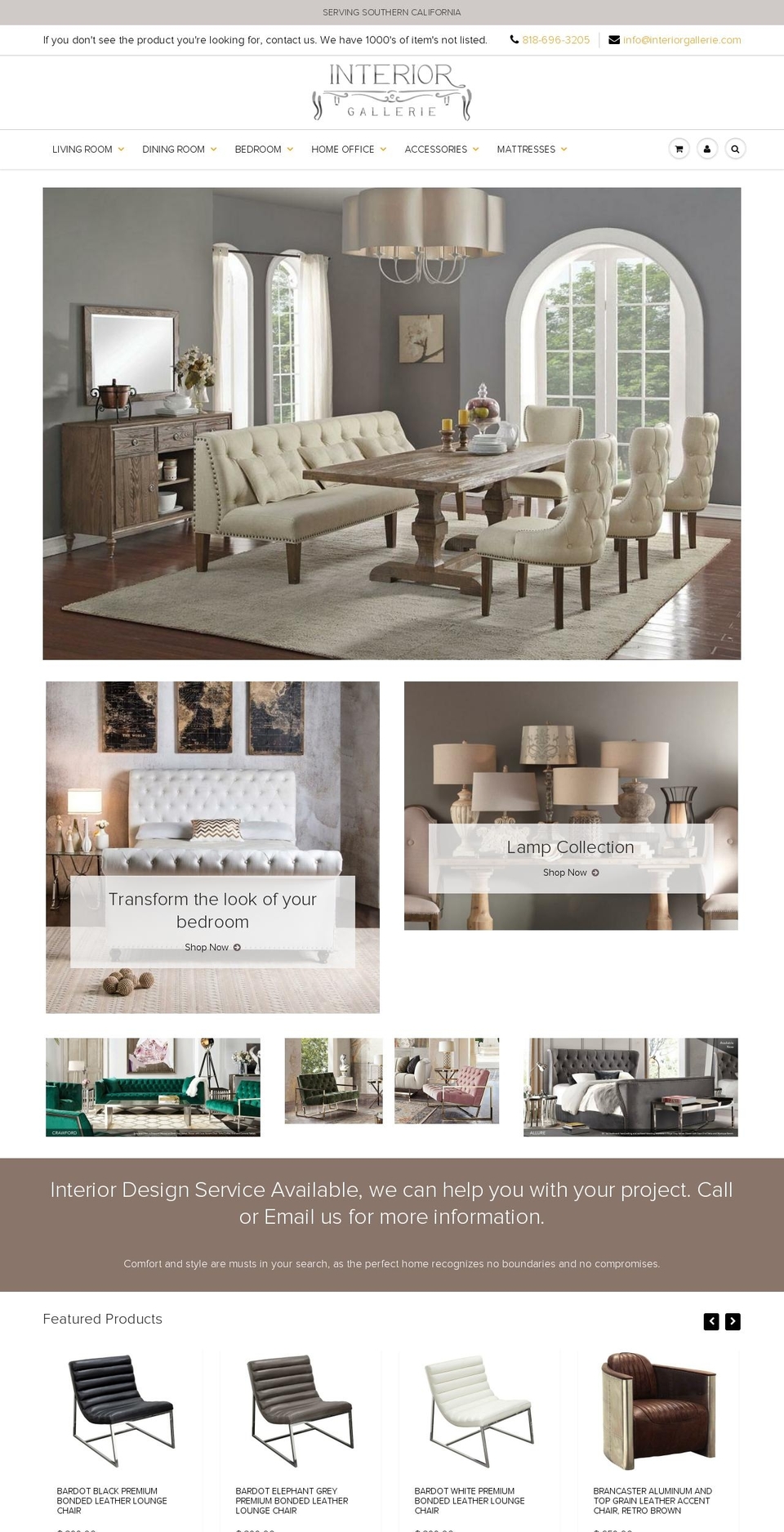 interiorgallerie.com shopify website screenshot