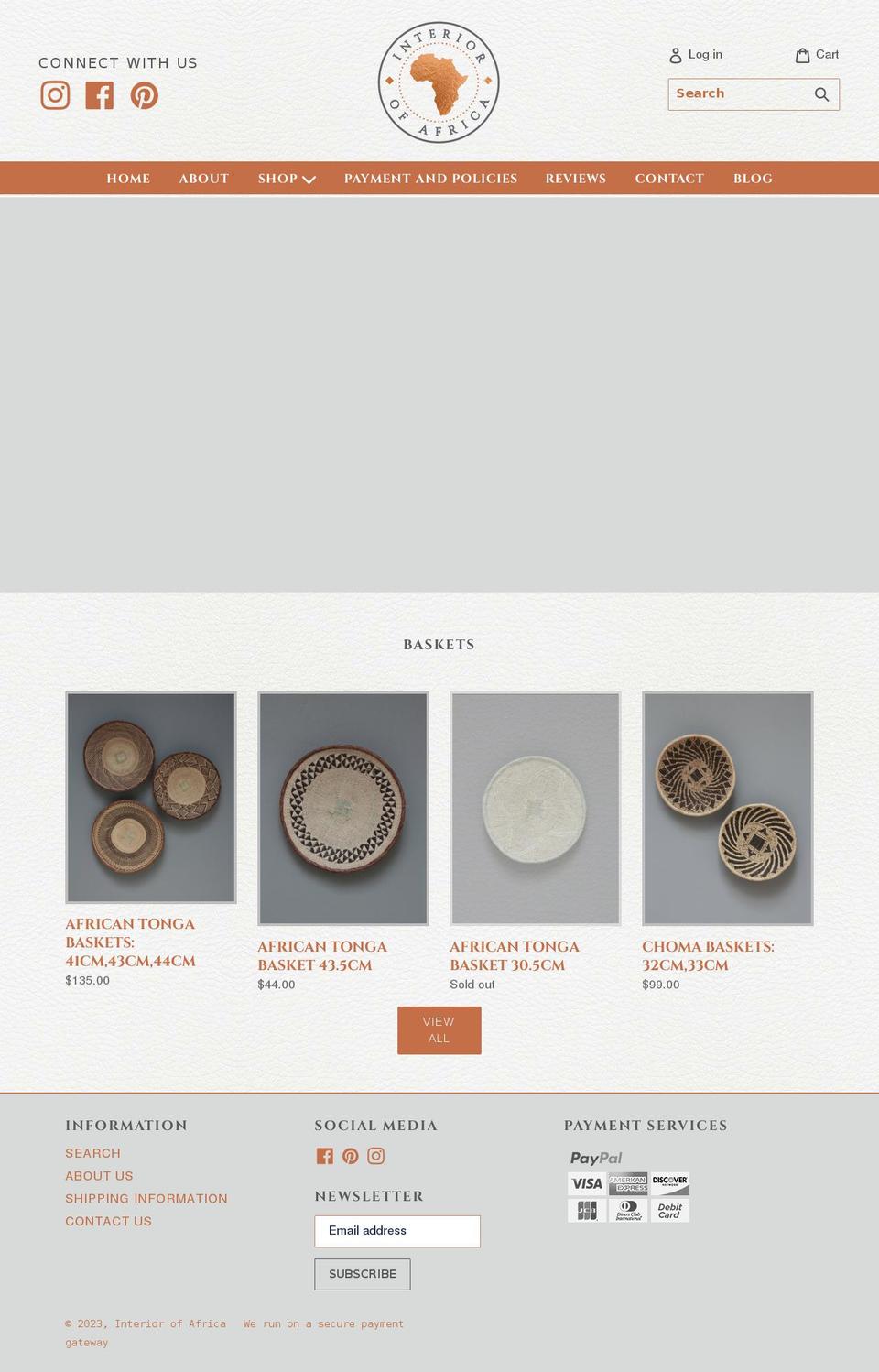 interiorofafrica.com shopify website screenshot