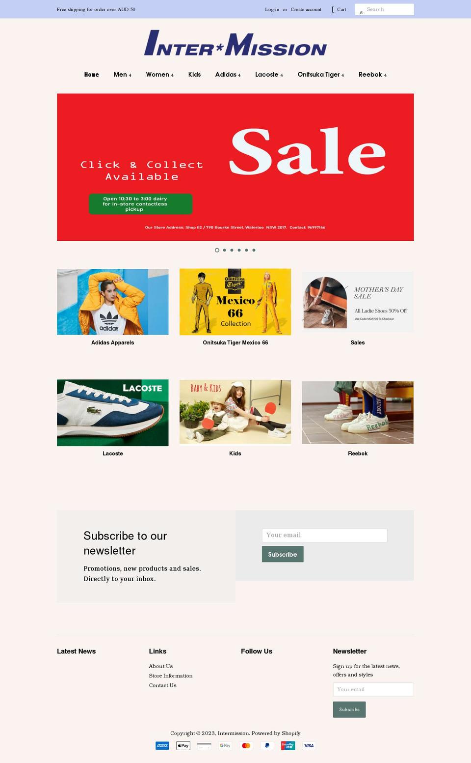 intermission.com.au shopify website screenshot