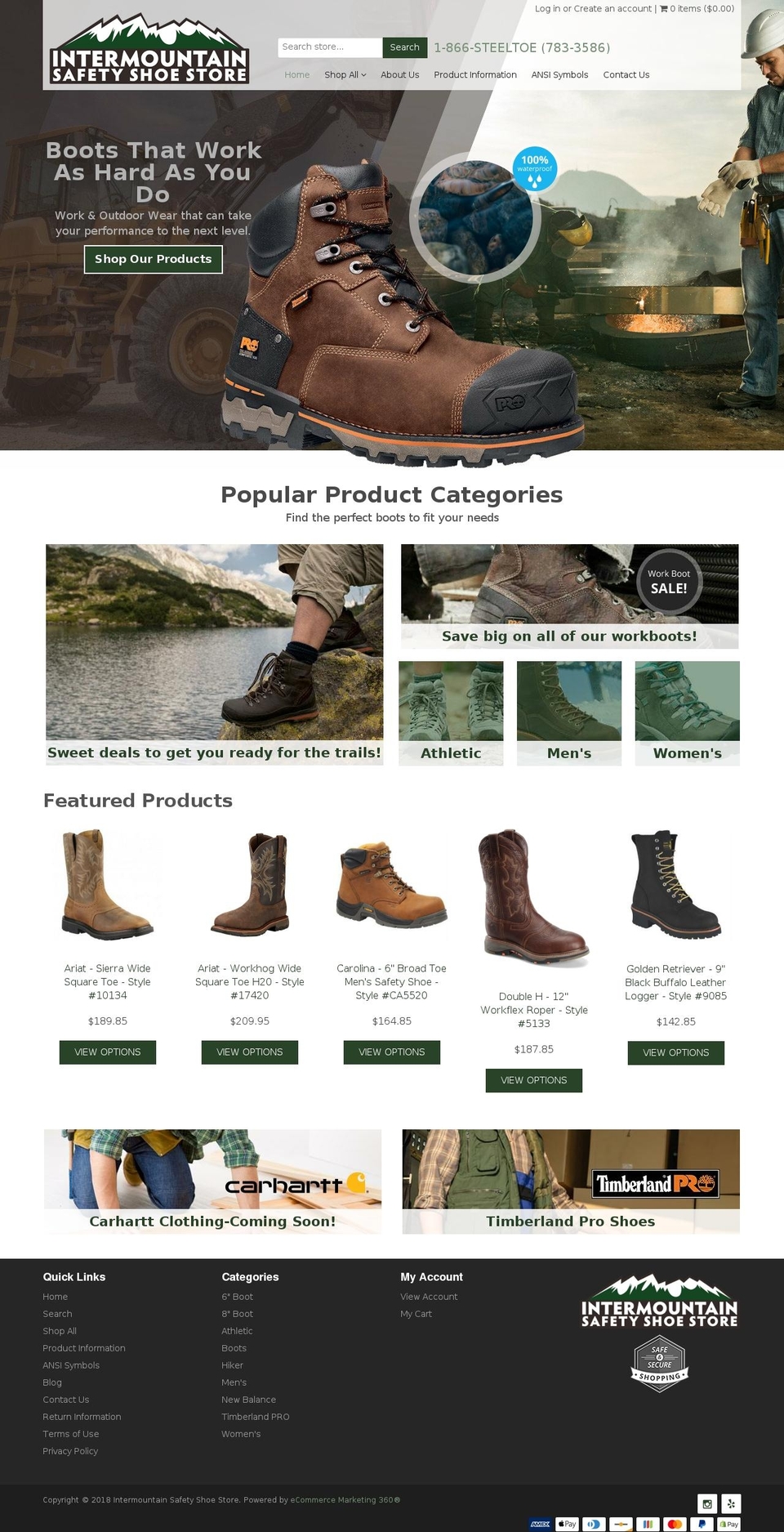 intermountainsafetyshoe.com shopify website screenshot