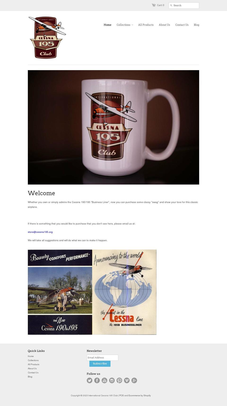 international-cessna-195-club.myshopify.com shopify website screenshot