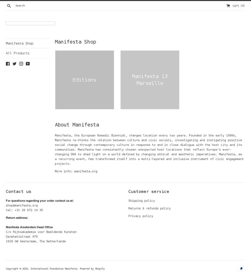 international-foundation-manifesta.myshopify.com shopify website screenshot