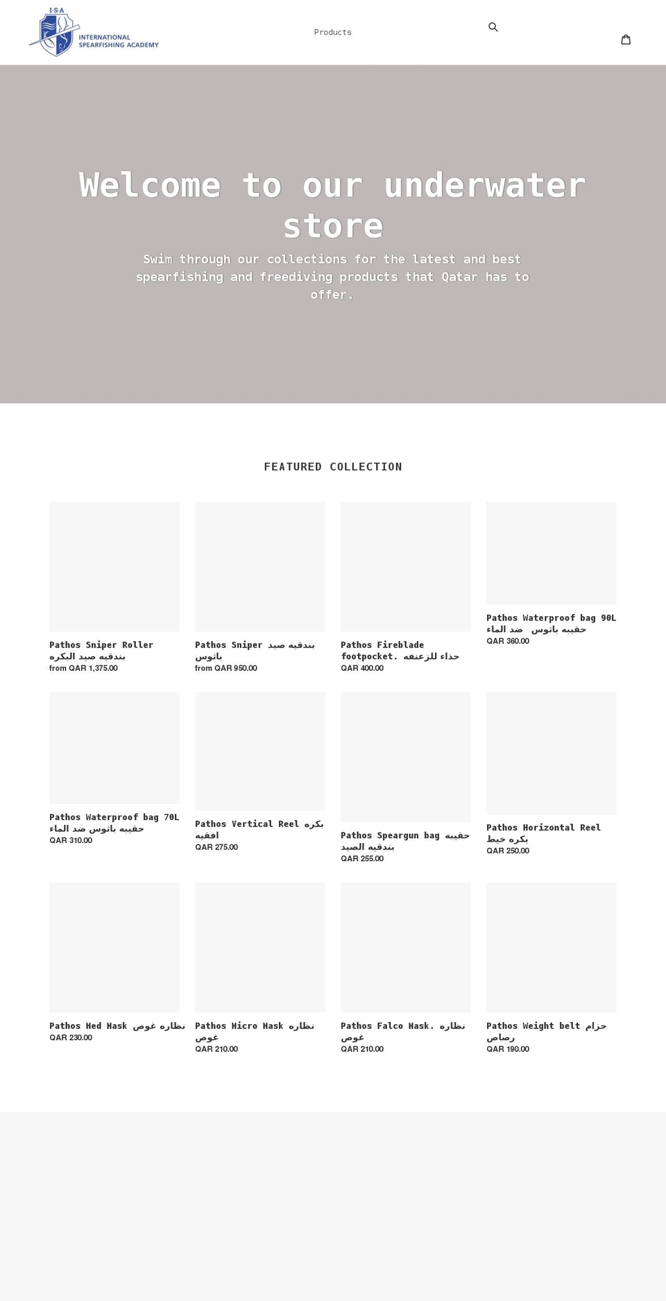 international-spearfishing-academy.myshopify.com shopify website screenshot