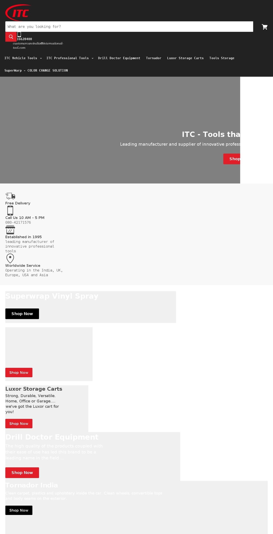 ITC India Shopify theme site example international-tool.co.in