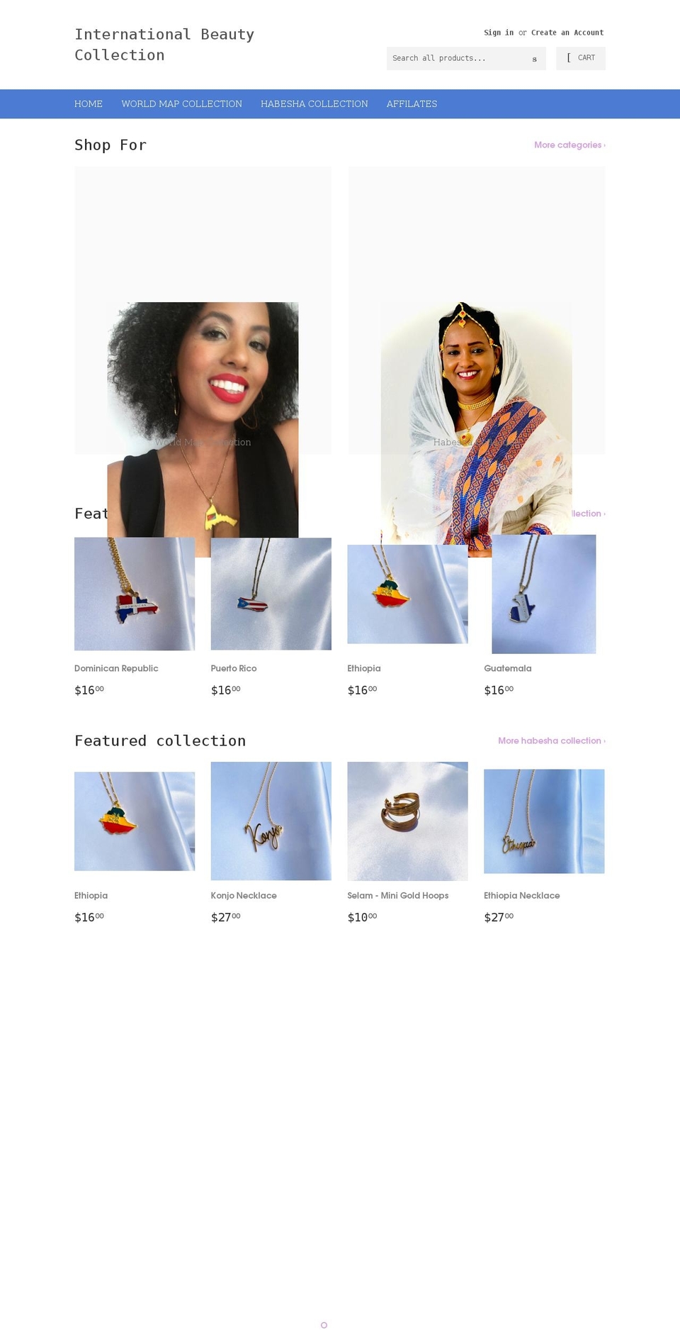 internationalbeautycollection.com shopify website screenshot
