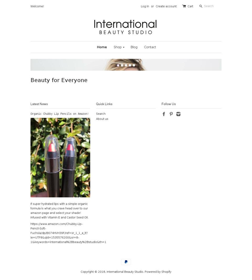internationalbeautystudio.com — Shopify storefront screenshot