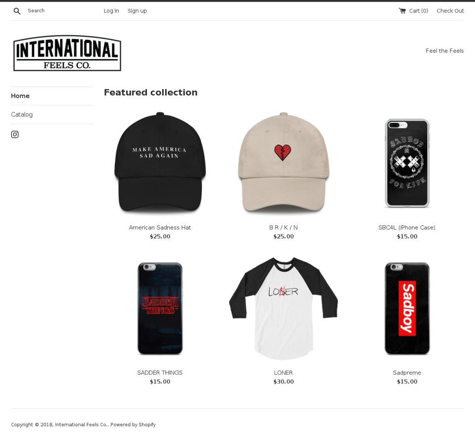 internationalfeels.com — Shopify storefront screenshot