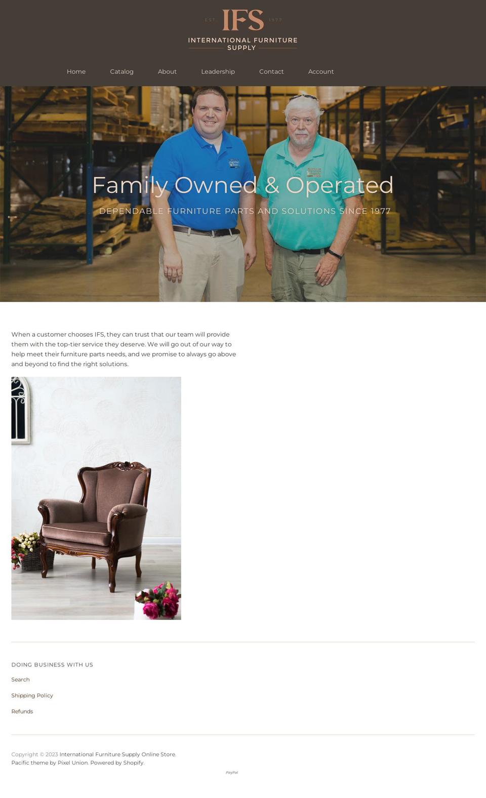 internationalfurnituresupply.net shopify website screenshot