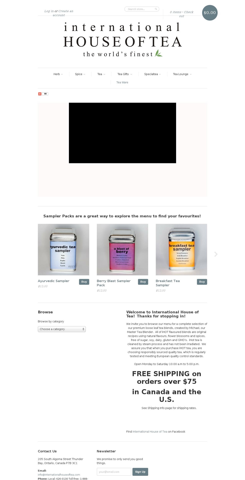 internationalhouseoftea.ca shopify website screenshot