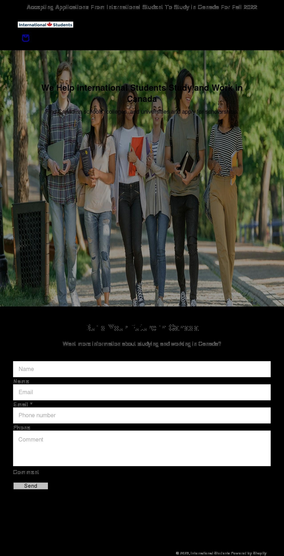 internationalstudents.ca shopify website screenshot